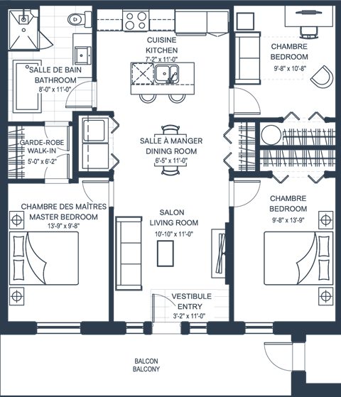 Floor plan for 3 beds, 1 bath, 1282 sqft
